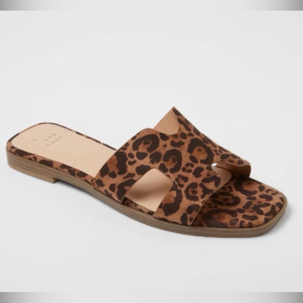 a new day Leopard Print Slide Sandals in Brown